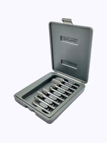 Buyohlic Set of 8 pcs Tungsten Carbide Burr Set 1/4" Shank Wood Stone Carving Cutting Engraving Grinder Kit
