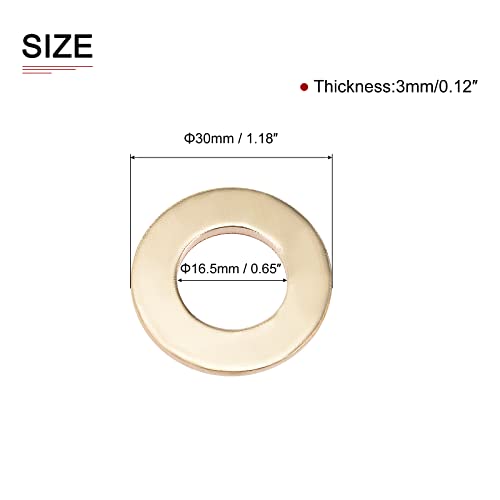 DTGN 16.5mmx30mmx3mm(IDxODxT) Flat Brass Sealing Washers - 20Pack - Good for Industrial Machinery M16 Screws - Brass Flat Ring Gasket 16.5x30x3mm 20