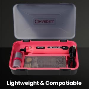 HARDELL Mini Cordless Rotary Tool, 5-Speed 3.7V Rechargeable Rotary Tool Kit with 129Accessories, USB Charging Multi-Purpose DIY Tool for Sanding, Polishing, Drilling, Engraving, Woodworking(Pink 129) Pink-129 accessories