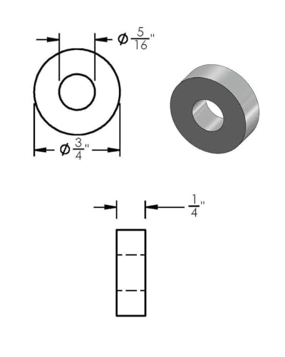 Aluminum Spacer Black 3/4" OD x 5/16" ID x Choose Your Length, Round Spacer Unthreaded Standoff Bushing Plain Finish, Fits Screws Bolts 5/16" or M8 by Metal Spacers Online (1/4" Length, 10 Pack) 1/4" Length