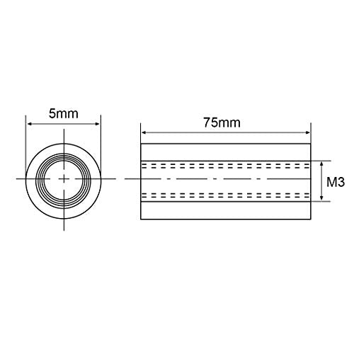 uxcell Round Aluminum Standoff Column Spacer M3x75mm,for RC Airplane,FPV Quadcopter,CNC,Red,10pcs 75mm