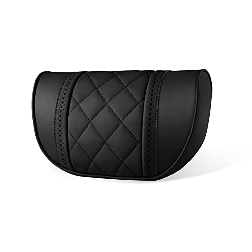 LUNDA Luxury Car Neck Pillow Car Travel Neck Rest Pillows Seat Cushion Support Napa Leather for Mercedes Benz S-Class headrest (Black Black