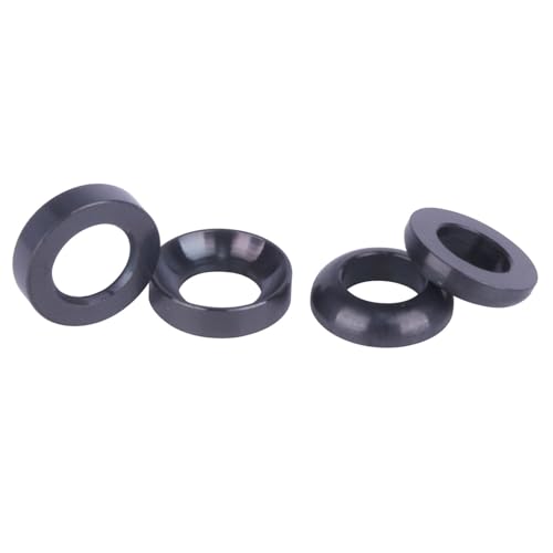 8Pcs Titanium M6 Concave Convex Washer Bolt Screw for Bicycle Brake Disc (Black) Black