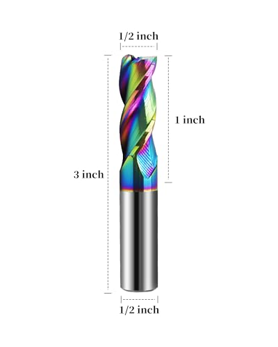 1/2" Carbide Square End Mills, DLC Rainbow Coating, 3 Flute 1/2 in