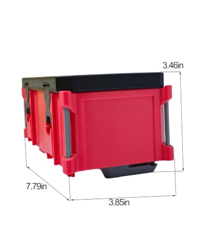 Double Feet Mounting Tool Box For Milwaukee Packout Mini Crate | Storage Organizer for Tools | Small Tool Holder, Black & Red