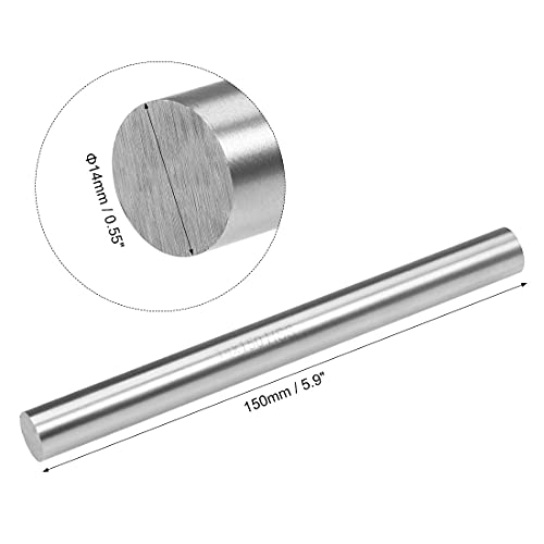uxcell Round Steel Rod, 14mm HSS Lathe Bar Stock Tool 150mm Long, for Shaft Gear Drill Lathes Boring Machine Turning Miniature Axle, Cylindrical Pin DIY Craft Tool, 2pcs