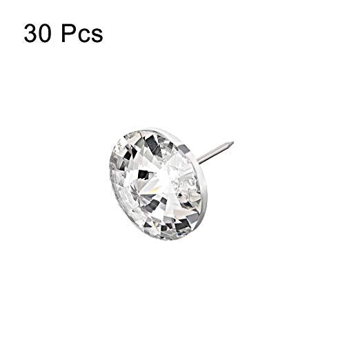 uxcell Crystal Upholstery Nails Tacks, 25mm Dia Head 21mm Length Shank for Furniture Sofa Headboards, 30 Pcs 25mmx21mm