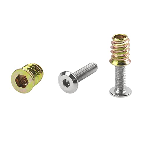 16 Sets M6x25 Furniture Screw Nut Threaded Wood Inserts Bolt Fastener Connector Hex Socket Drive M6x15 Screw-in Nuts (Pack of 2) One Size (Pack of 2)