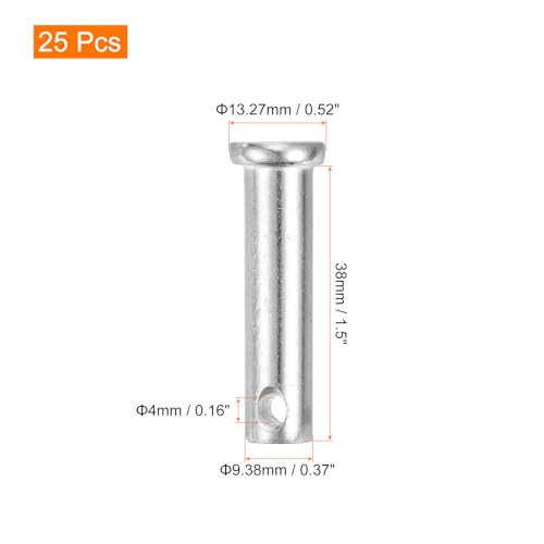 uxcell 25Pcs 3/8" x1-1/2 Single Hole Clevis Pins, Carbon Steel Flat Head Single Hole Clevis Pins for Mechanics Repair, Furniture Installation, Industrial Equipment, DIY (Silver) 3/8"x1-1/2" 25