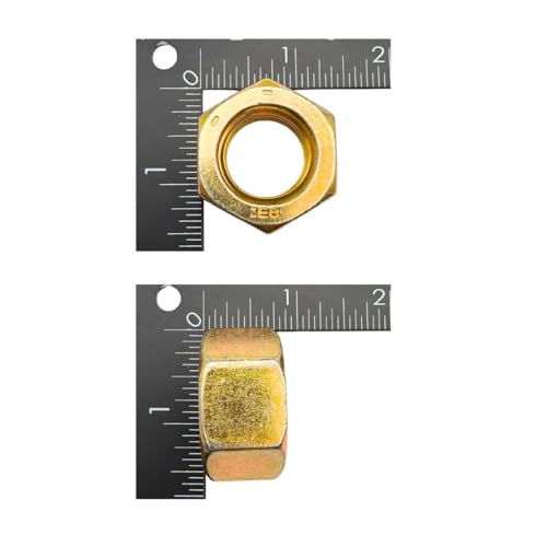 7/8"-9 Grade 8 Hex Nuts (4 Pack) – Heavy Duty Yellow Zinc Coarse Thread Fasteners, SAE J995 High Strength Steel Hex Nut Yellow Zinc – 4 Pack