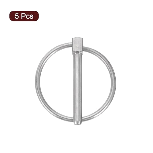 uxcell 5Pcs 3/16" x 1-5/8" Linch Pin with Ring, Stainless Steel Round Linch Pins for Boat Kayak Canoe, Trailer Trolley Trucks Mower, Silver 3/16" x 1-5/8" 5