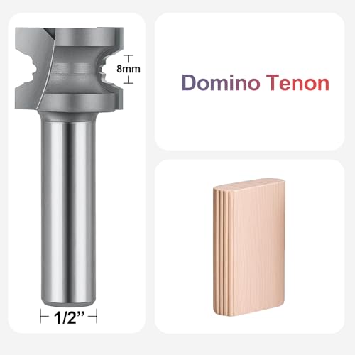 SpeTool Carbide Router Bit 1/2 Shank Compatible with Festool Domino Joiner, 8mm Domino Tenon Cutters for Woodworking 8mm Dia