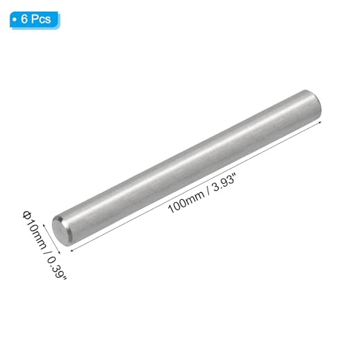 PATIKIL 6 Pack 304 Stainless Steel 10x100 Mm Metal Dowel Pins Shelf Pegs