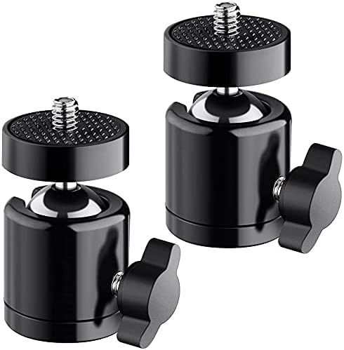 Universal 1/4" Swivel Mini Ball Head Screw Tripod Mount（2 Pack）, 360 Degree Rotating Mount Base Adapter for DSLR Cameras HTC Vive Tripods Monopods Camcorder Light Stand