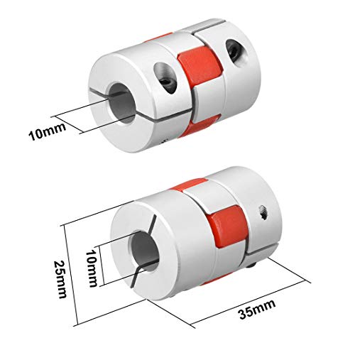 uxcell 2pcs Shaft Coupling 10mm to 10mm Bore L35xD25 Flexible Coupler Joint for Servo Stepped Motor