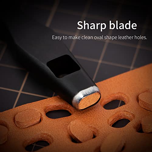 WUTA Leather Belt Hole Puncher Oval Cutter Strap Watch Band Flat Punches Heavy Duty Oblong Punching Tools for Leather Crafting (8 * 5mm) 5*8mm
