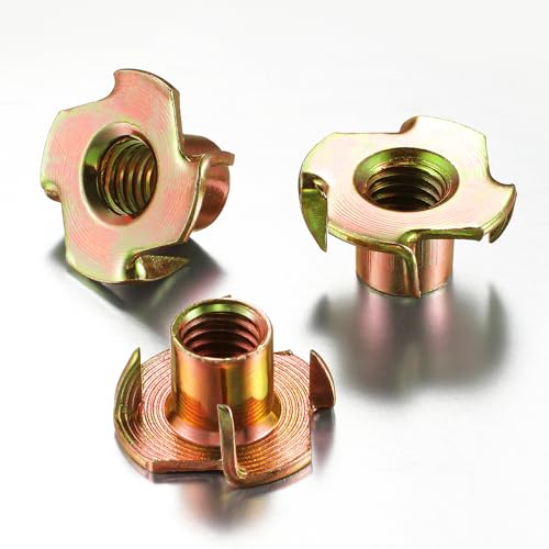 Wensilon 50pcs M10x13 T-nut Yellow Four-jaw - for Home, Hotel Outdoor Threaded Insertion M10