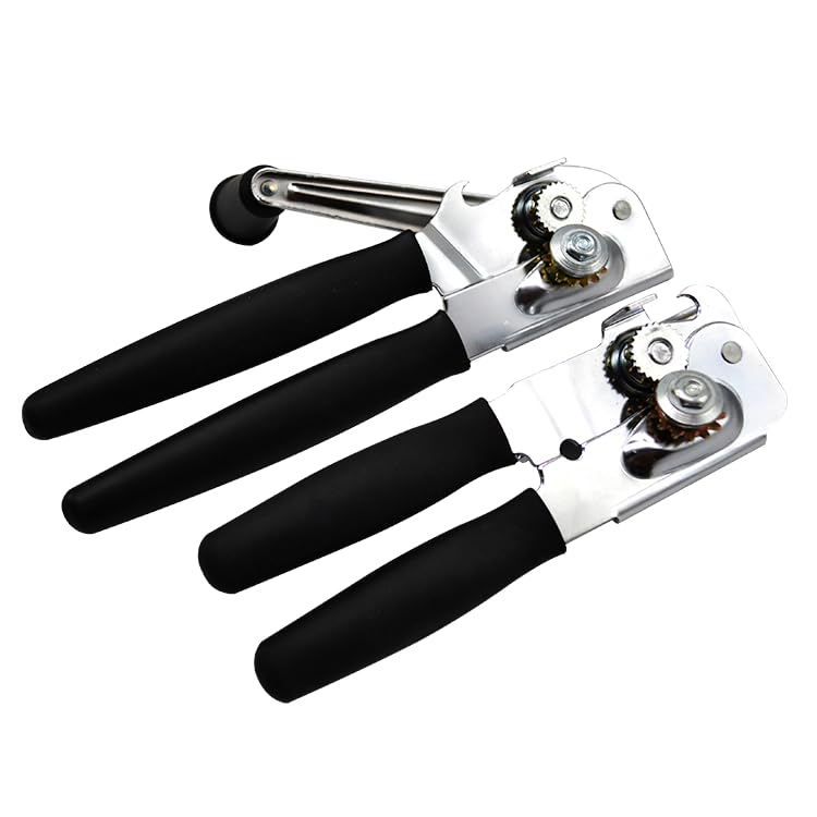 2 Pack Commercial Grade Heavy Duty Manual Can Opener with Easy Crank Oversized Turning Knob/Super Thick 20GA 2.0mm Steel with Chrome Plate Finish/Fit All Size Large Cans