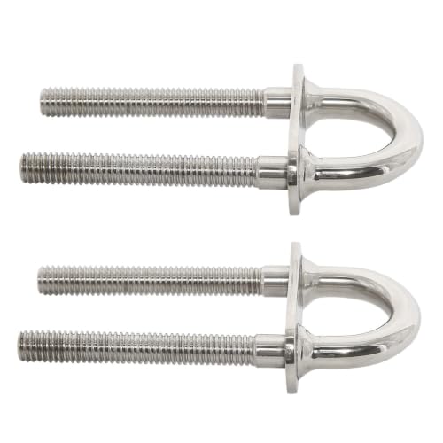 NovelBee 4pcs 3/8" Stainless U Bolts,Bow Eye for Boat,Thread Length:2-5/8"