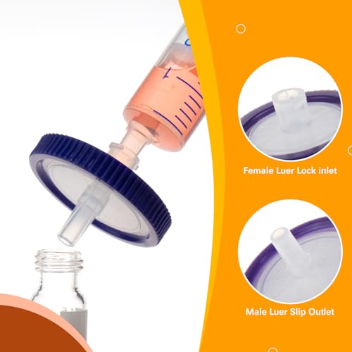 33mm Sterile Syringe Filter PVDF Hydrophilic Filtration 0.45um, 20 PCS 33mm 0.45um PVDF Hydrophilic Membrane