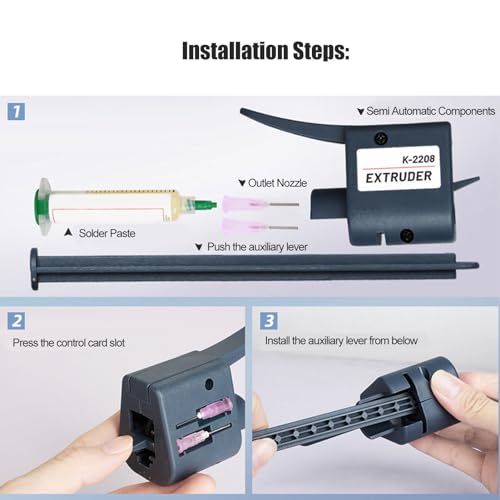 K2208 Solder Paste Dispenser with 1.3mm Nozzle Handheld Extruder for Flux Glue Dispensing Precision PCB Repair and Electronics Soldering Tool