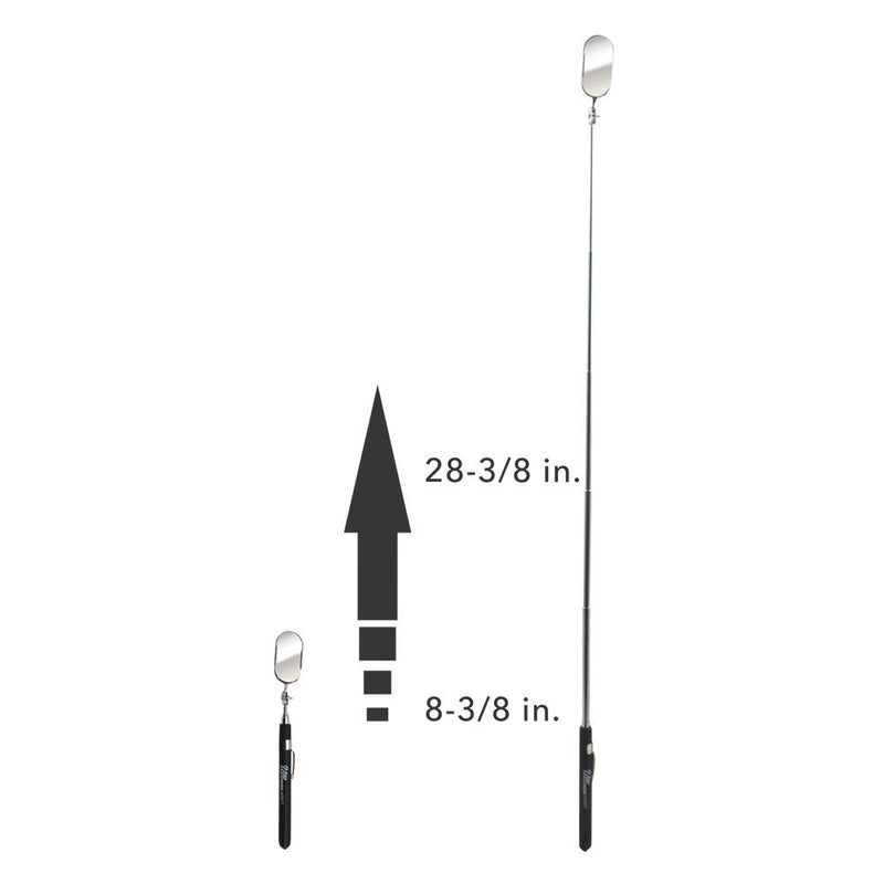 Ullman Devices HTB-2T Oval Pocket Telescoping Inspection Mirror, 1" x 2" Mirror, 5-5/26" to 28-1/4" Handle