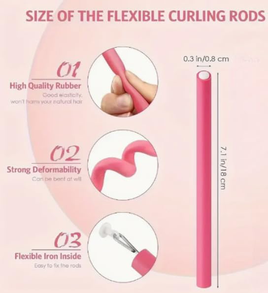 Pack of 10 Foam Heatless Hair Curlers - Flexible Curling Rods | Hair Curlers No Heat Set - Bendy Rollers for Hair Curling - Foam Rollers - Overnight Hair Rods - Flexible Curling Rods