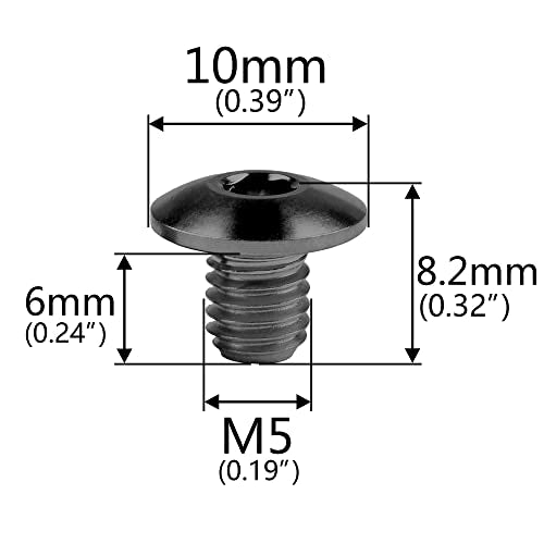 Titanium M5 Bolt Screws Accessory 4 Pack (Black) Black