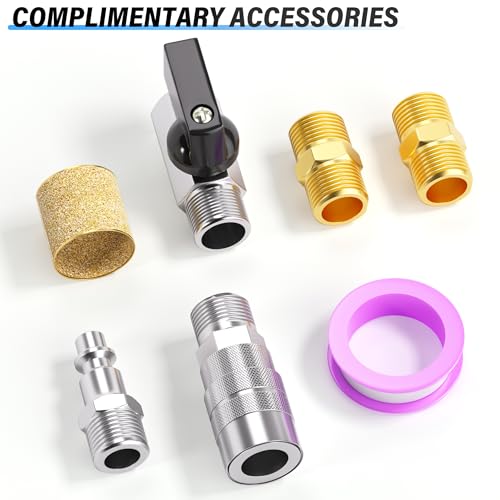 TAILONZ PNEUMATIC 0-150PSI 3/8 Inch NPT Aluminum Alloy Compressed Air Filter，Release Bowl Used for Pneumatic Tools and Air Compressors