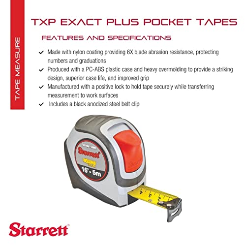 Starrett Exact Plus Tape Measure, 1.06" Width x 16' Length