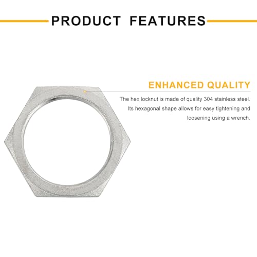 uxcell 3Pcs Cast Pipe Fitting Hex Locknut, 304 Stainless Steel Hex Lock Nut PT 1-1/2" Female Thread for Plumbing Fixed, Water Broom and Undercarriage Cleaner, 2.28"x0.39"(ODxT) 1-1/2" 3