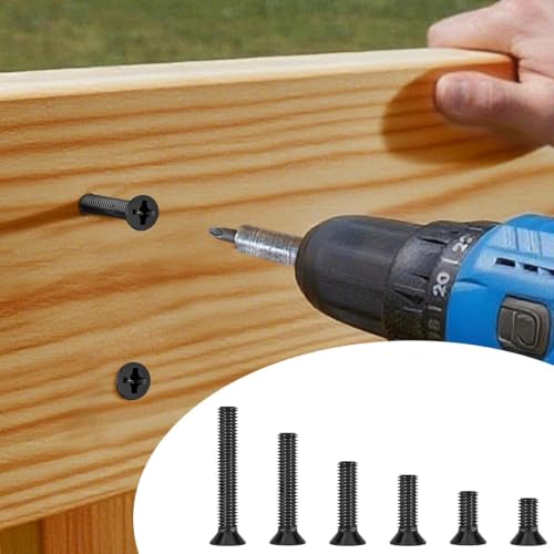 380 Pcs M3 Black Flat Head Machine Screws and Hex Nuts Kit Carbon Steel Countersunk Head Phillips Screws Bolts Assortment,M3 x 4mm/ 6mm/ 8mm/ 10mm/ 12mm/ 16mm/ 20mm 380