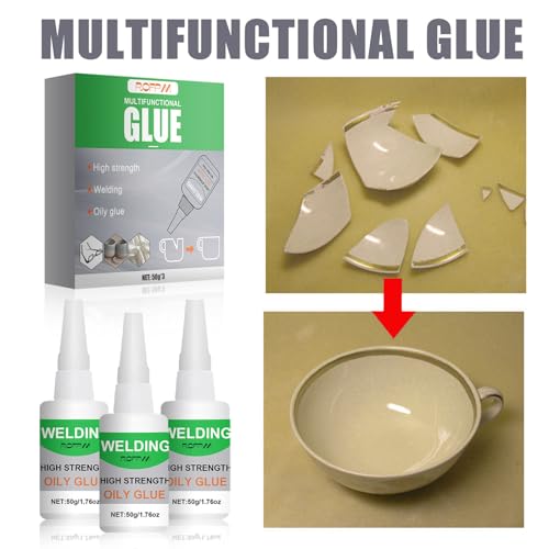Oily Glue Welding High-Strength 150ml, Universal Super Glue Multipurpose for Shoe, Wood, Metal, Plastic, Ceramic,Glass (50ml*3) 3