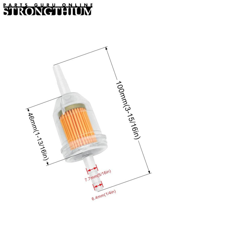 Strongthium 1/4" Fuel Filters with Magnet for Kawasaki Kohler Briggs & Stratton Lawn Mowers Small Tractors Garden Equipment Snowmobiles Tillers Go Garts and others with Fuel Clamps x20