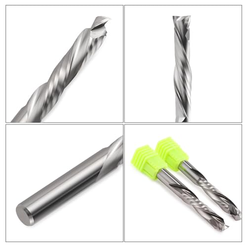 Compression CNC Spiral Router Bits 10PCS, 2 Flutes 5/32'' Shank Up Down Cut Solid Carbide End Mills, 7/8'' Cutting Length Milling Cutters CNC Bits for Wood Engraving Carving(4x22mm) 10 5/32'' Shank-5/32'' Dia-7/8'' CL