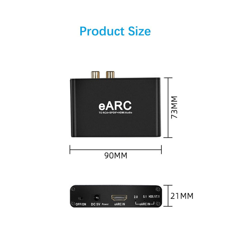 HDMI eARC/ARC to HDMI, RCA R/L, Optical, 3.5mm Audio Converter, eARC/ARC Audio Converter Extractor/Adapter for TV