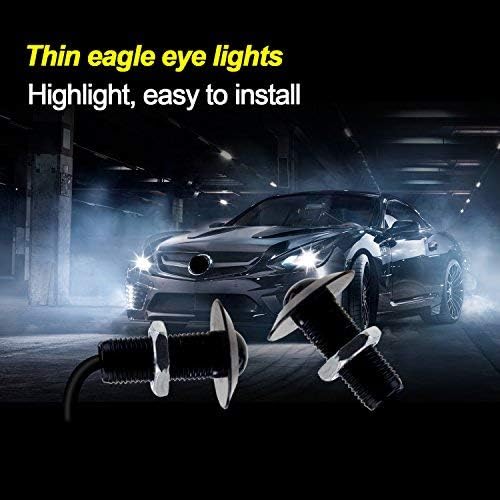 LEADTOPS Eagle Eye LED Lights, 10-pack DIY 12V Ultra thin 23mm Eagle Eye Bulb Fog Tail DRL Daytime Running Lights Yellow Kit for Car Motorcycle (Yellow, Black) Yellow light
