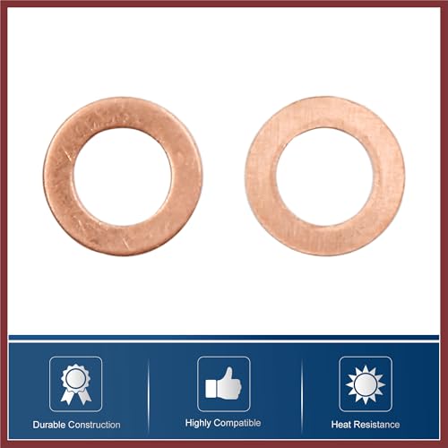 100pcs M8 x 13mm x 1mm Copper Flat Washer Sealing Gasket Ring for Screw Bolt Nut Replace Parts