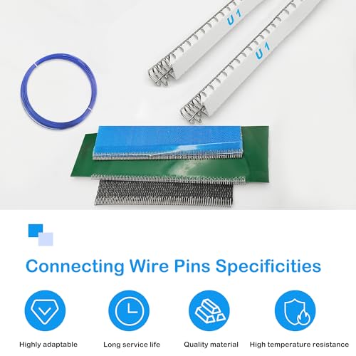 100FT Diameter 1.6MM Connecting Wire Hinge Pins Conveyor Belt Steel Buckle Threading Pins Wire Conveyor Belt Stainless Steel Rubber Covered Threading Pins for U1, 30m/Reel Blue