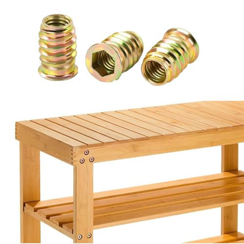 40 PCS 1/4"-20 x 10mm Threaded Inserts for Wood, Hex Drive Screw-in Nutserts Furniture Connector Fastener, Wooden Products & Models 1/4X20-10
