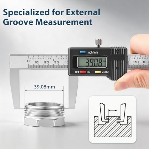 External Groove Digital Caliper 6'', 1mm Ultra-Thin Flat Tips