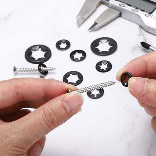 MECCANIXITY 220Pcs Internal Tooth Lock Washers, M12 ID 25mm OD Star Locking Washer Quick Speed Retaining Clips Fasteners for Machinery, Automobile, Industrial Use, Flat Edge M12x25mm 220