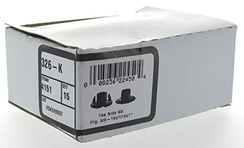 Hillman Stainless Long Prong Tee Nuts 3/8"-16 x 7/16" x 3/4" 15 Pack, 4151