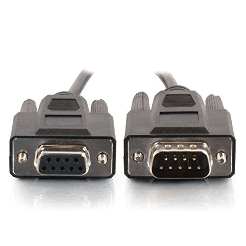 C2G Legrand DB9 Serial Cable Male to Female RS232 Extension Cable, Black Serial Modem Cable, 1 Foot Modem Cord or Serial Cord, 1 Count, C2G 25211