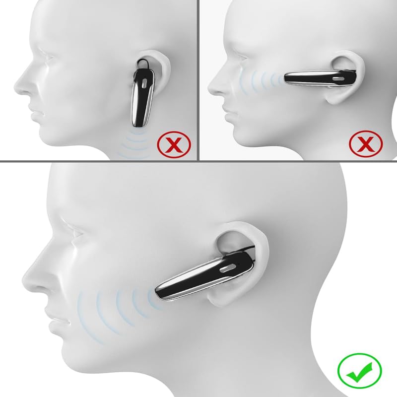 Single Ear Bluetooth Headset V5.3 Single-Ear Earpiece with Wireless Microphone 48H Battery, Bluetooth Earpiece - Handsfree for Driving/Truck Drivers, Compatible with iPhone, Android, Samsung Minimalist Glossy Black