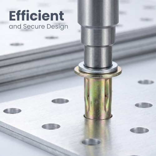50 Pcs Multi Grip Rivet Nut Tool Kit 5/16 Rivet Nut Stainless Steel Pre Bulbed Shank Zinc Plated Flat Head Threaded Insert Nuts for Automotive Furniture