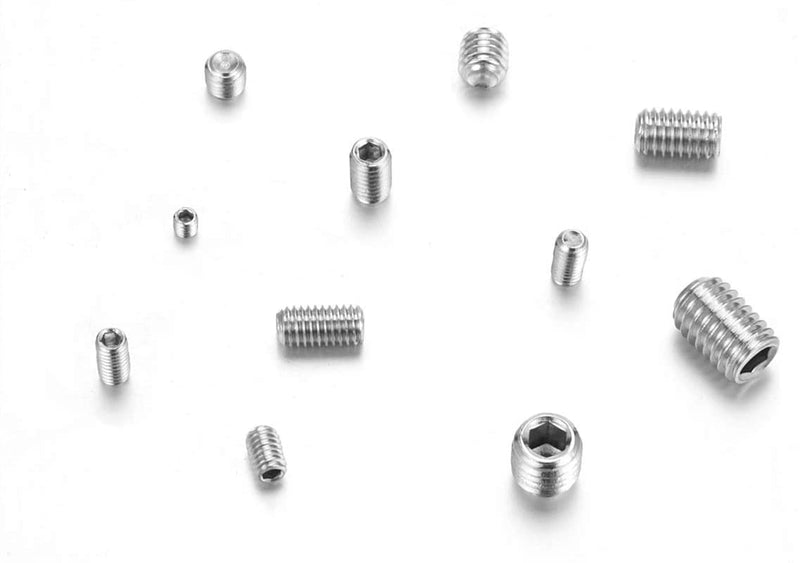 24 Kinds #2-56 to 3/8-16 SAE 304-Stainless Steel Internal Hex Drive Cup-Point Set Screws Assortment Kit