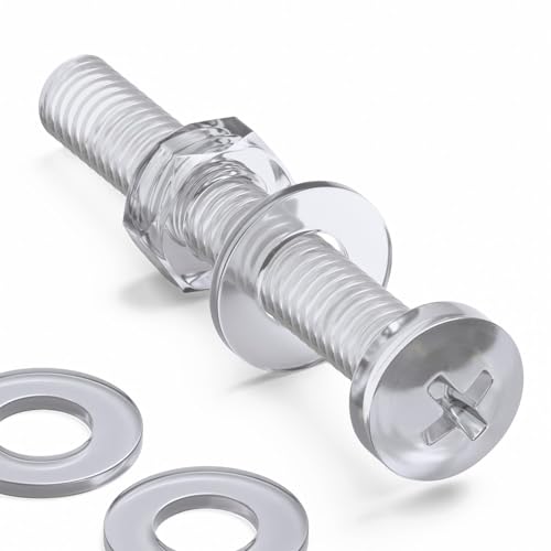 60x Clear Acrylic Pan Head Plastic Screws & Bolts M4 x 30mm, Nuts & Washers