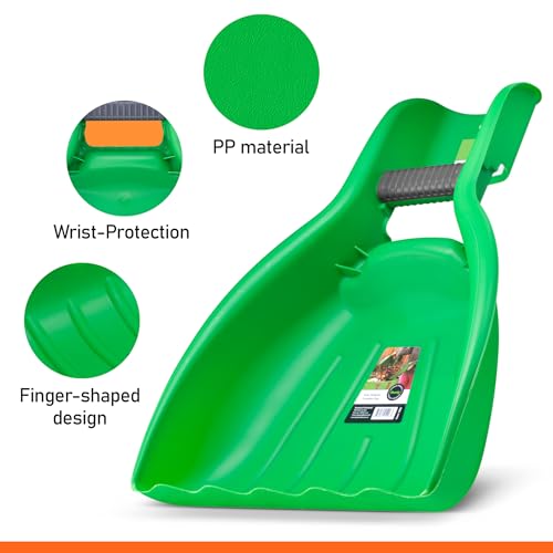Leaf Collector & Adult Rake Set, Leaf Scoops & Rake for Leaf Picker Upper Gardening Lawn Care Hand Tools, 1 Lawn Cleaning Garden Rake & 1 Pair Leaf Scoop, Green Plastic Leaf Grabber, by Superio Adult Green Leaf Collector & Rake Set