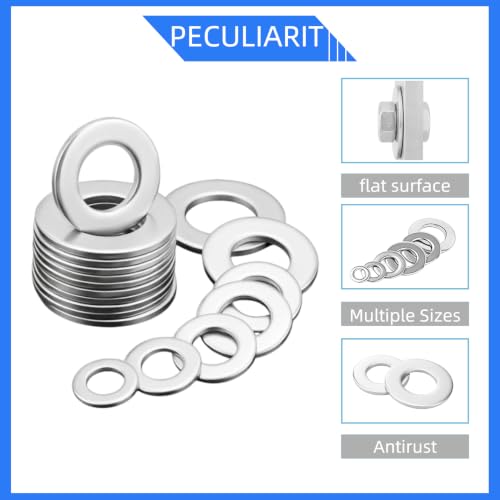 500PCS M2-M12 Silver 304 Flat Stainless Steel Washers Kit 500PCS,M2,M2.5,M3,M4,M5,M6,M8,M10,M12